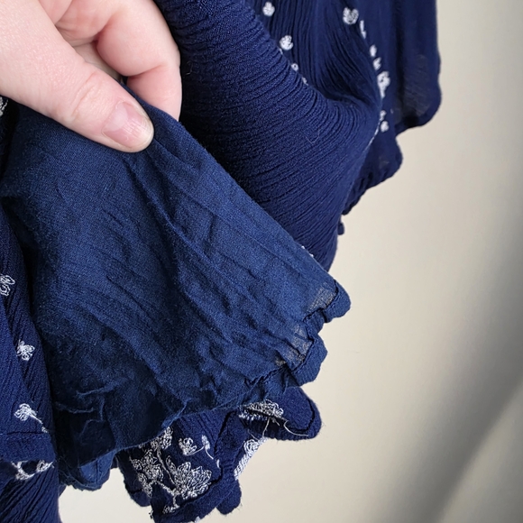 Free People Jasmine Embroidered Mini Dress in Navy Blue Small Good Condition - Picture 14 of 16